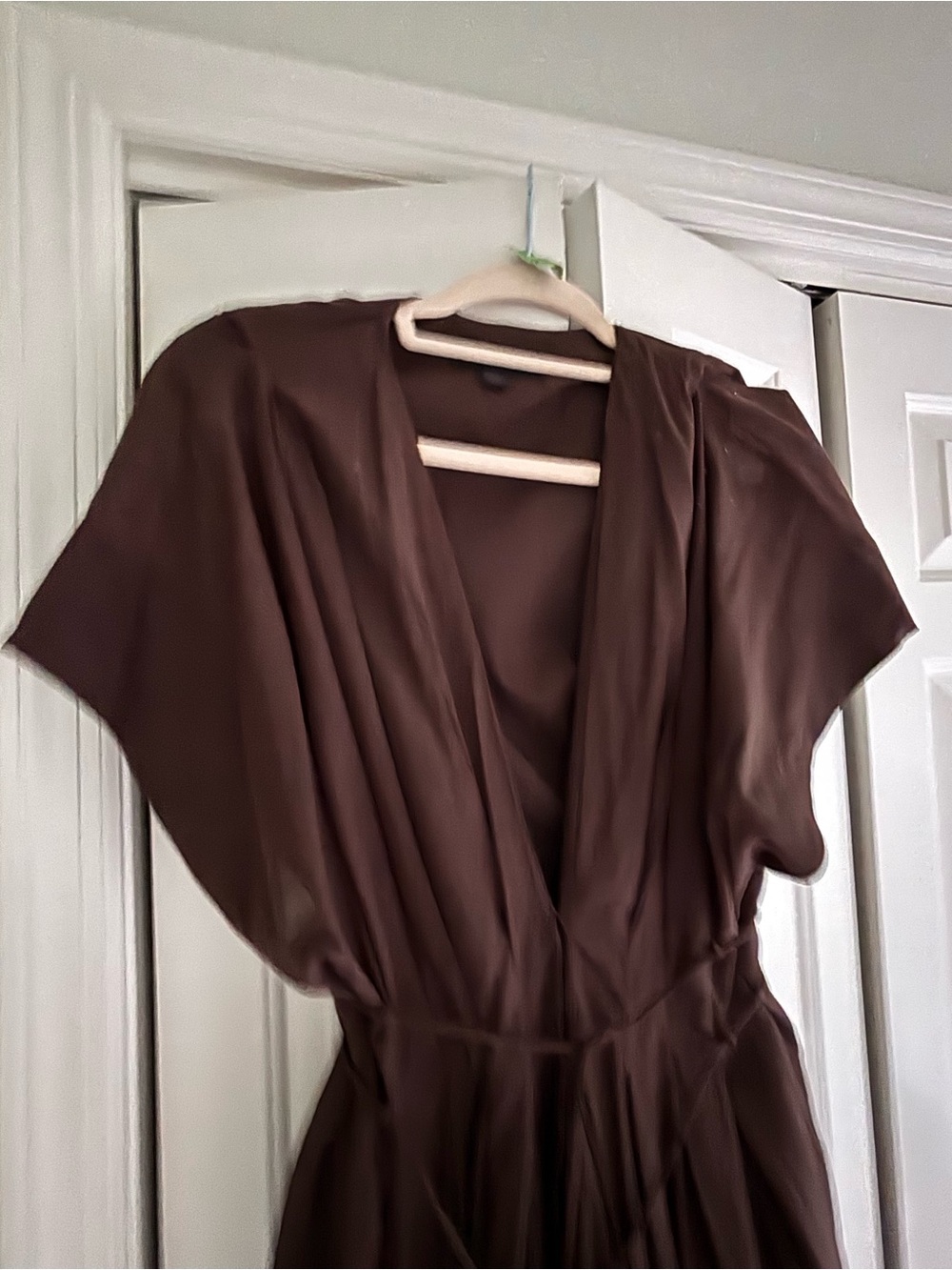 Zara Chocolate Brown Maxi Dress with Drawstring Waist - Picture 2 of 4